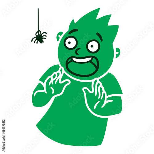Man with frightened emotions. Scared emoji avatar. Portrait of a panicked person. Cartoon style. Flat design vector illustration.