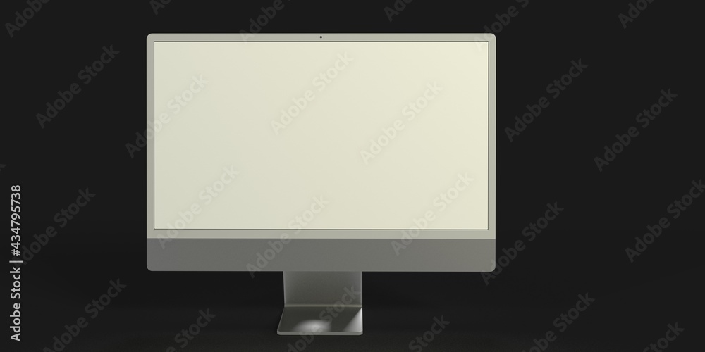 Computer display mock up with blank white screen. Stylish desktop computer mockup. 3d Computer display mock up with blank white screen. Stylish desktop computer mockup. 3d