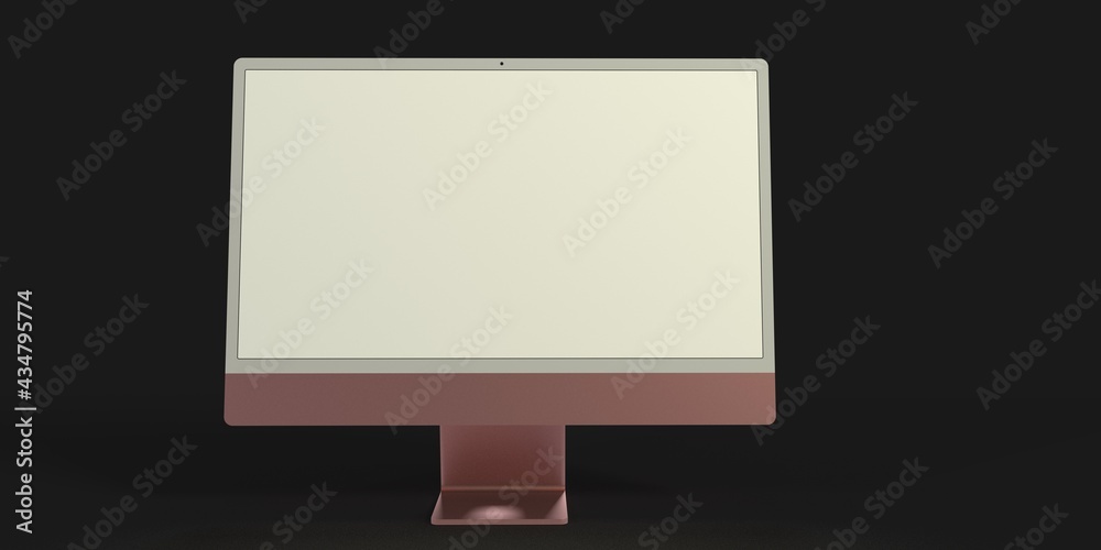 Computer display mock up with blank white screen. Stylish desktop computer 3d mockup. Computer display mock up with blank white screen. Stylish desktop computer 3d mockup.