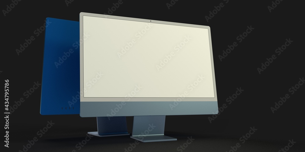 Realistic 3D Computer, with a white screen, isolated on a white background Realistic 3D Computer, with a white screen, isolated on a white background