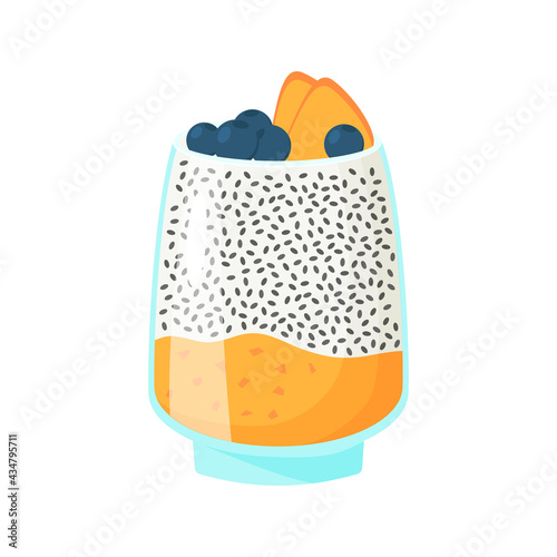 Chia seeds pudding vector illustration