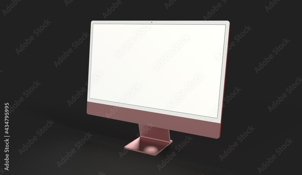 Computer display mock up with blank white screen. Stylish desktop computer mockup 3D Computer display mock up with blank white screen. Stylish desktop computer mockup 3D