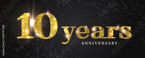 10 years anniversary vector icon, symbol, logo. Graphic background