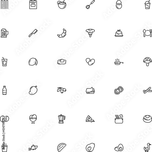 icon vector icon set such as: cookie, classic, roasted, noodle, baked, piece, yogurt, tea, pixel, chanterelle, green, copper, kitchenware, broken, maker, furnace, birthday, accessory, appetizer