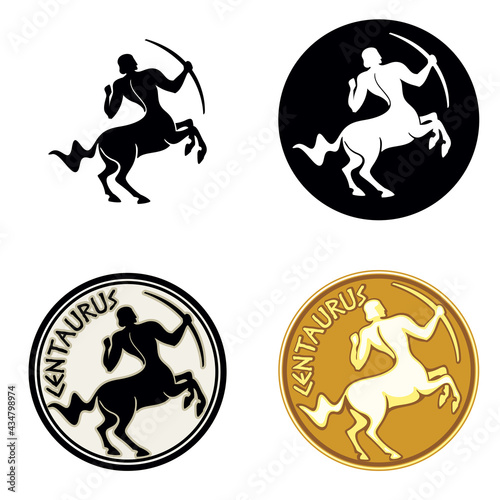 Centaur - vector image - Centaur logo design. Medallion with a Centaur.