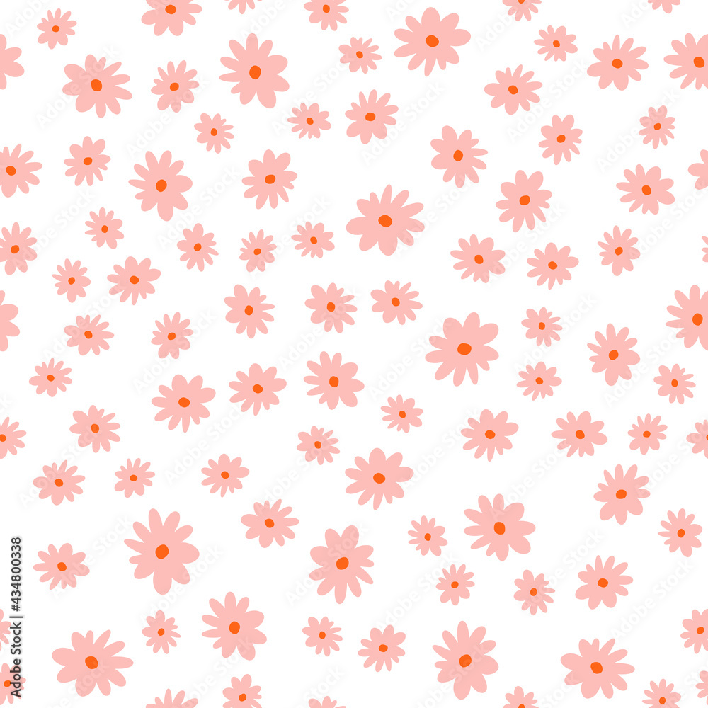 Vector floral pattern in doodle style with flowers and leaves. Gentle, spring floral background. Vector floral pattern in doodle style with flowers and leaves. Gentle, spring floral background.