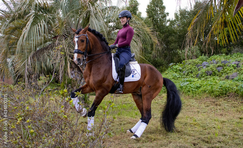 Dressage rider with her amazing Lusitano horse, Azores islands.