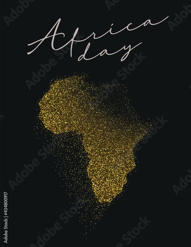 Africa Day luxury gold glitter continent map card