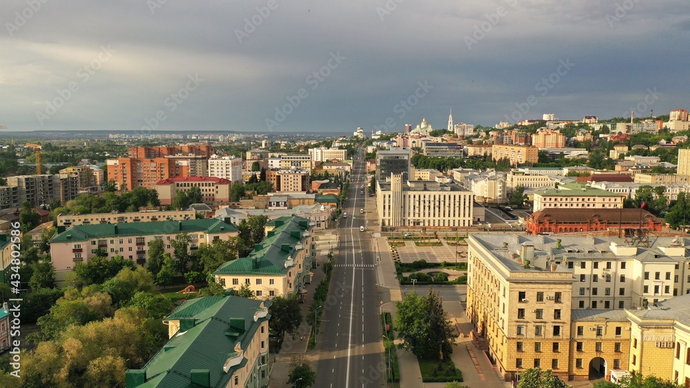 Central street named after Kirov in Penza, Russia. The central street of the city of Penza on a clear summer day. Central street named after Kirov in Penza, Russia. The central street of the city of Penza on a clear summer day.