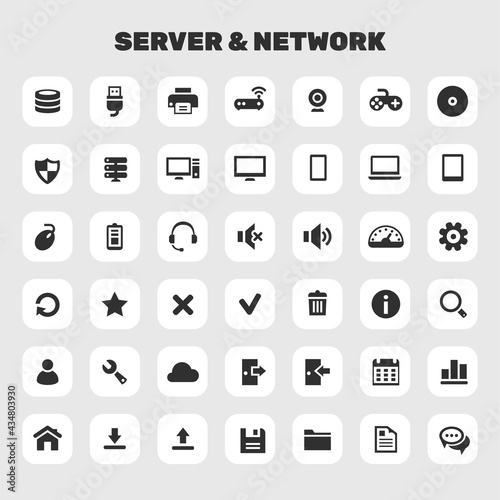Big Server and Network icon set, trendy flat icons © izabelita
