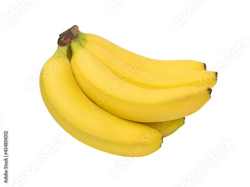 ripe yellow bananas on white background