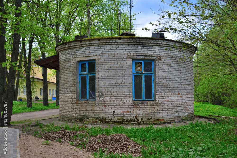 Abandoned round brick structure in the park Abandoned round brick structure in the park