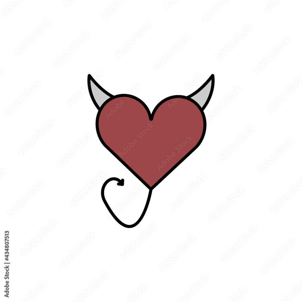 heart demon line colored icon. Signs and symbols can be used for web, logo, mobile app, UI, UX heart demon line colored icon. Signs and symbols can be used for web, logo, mobile app, UI, UX