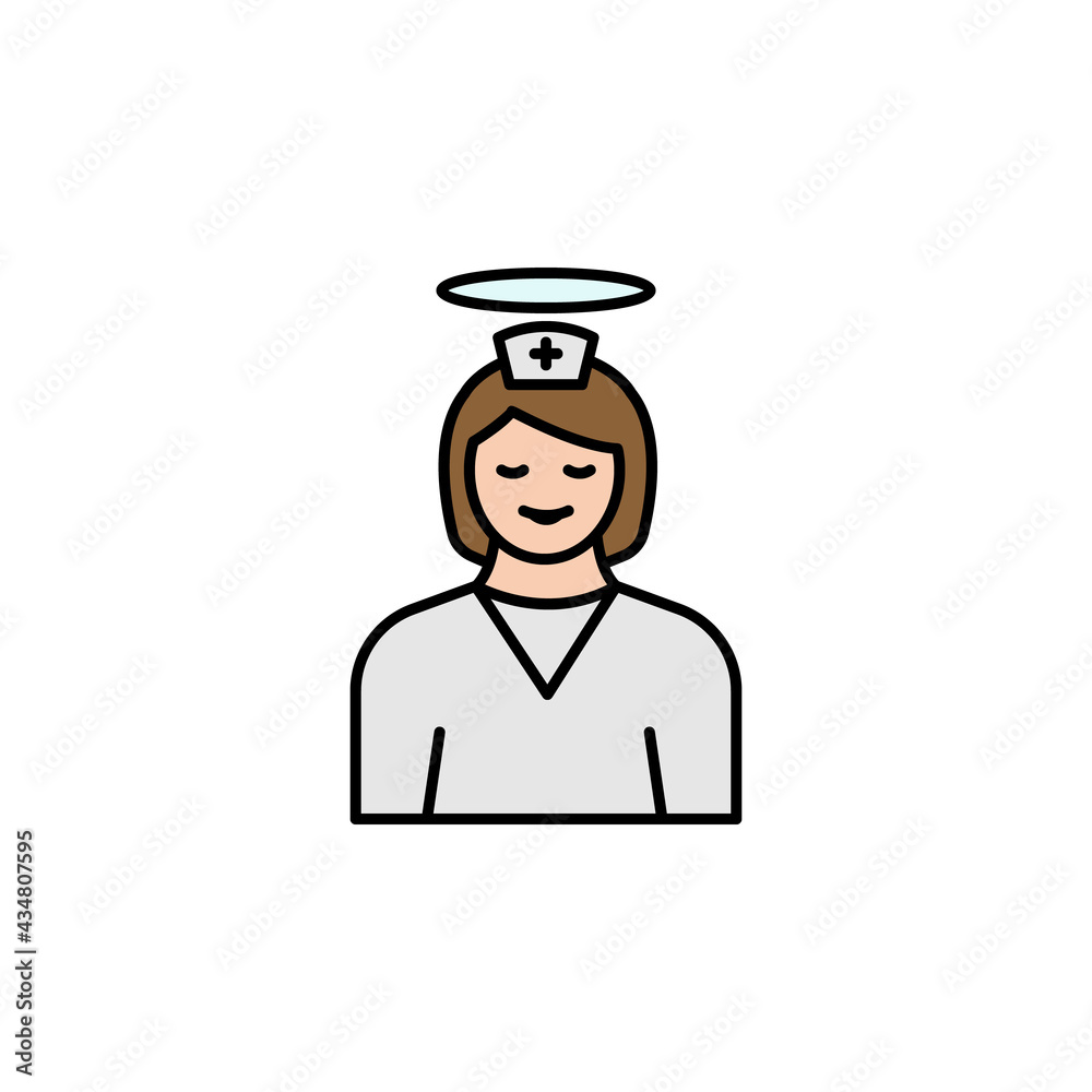 nurse illustration line colored icon. Signs and symbols can be used for web, logo, mobile app, UI, UX