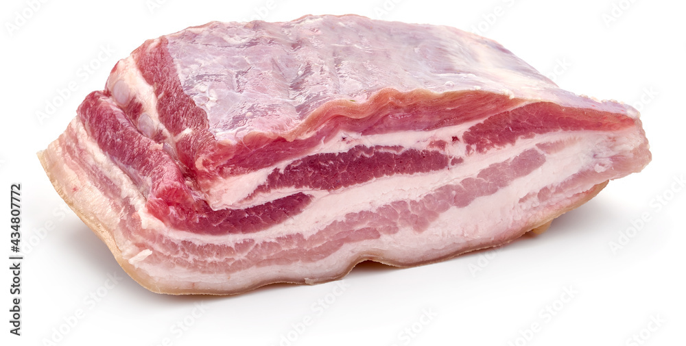 Pork brisket, bacon, isolated on white background. High resolution image