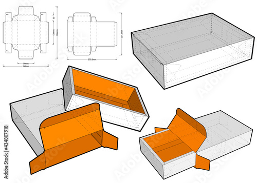 Box and Die-cut Pattern. The .eps file is full scale and fully functional. Prepared for real cardboard production.