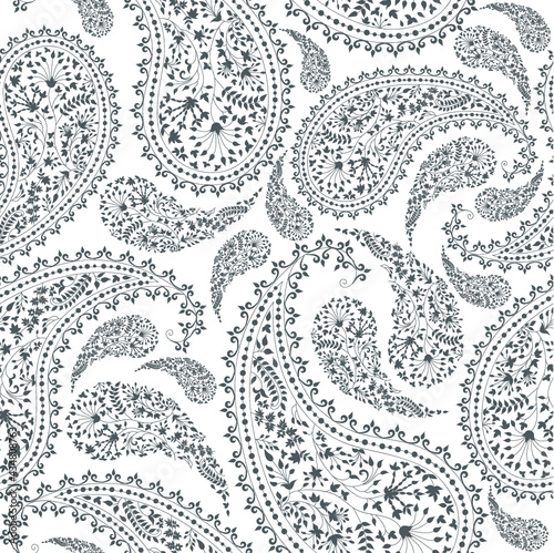 black and white seamless paisley pattern