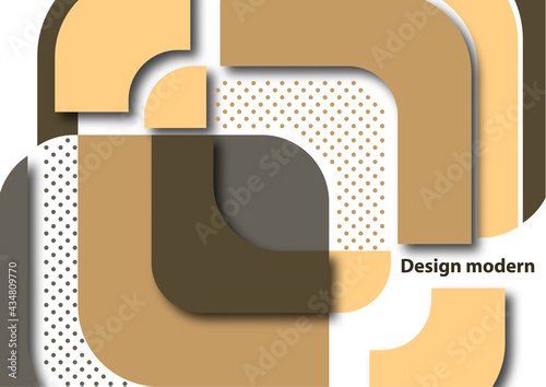 Cut squares with rounded corners and shadow, many dots. Bright geometric design for creative advertising, poster or brochure in trendy style. Vector