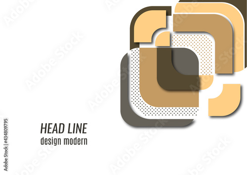 Cut squares with rounded corners and shadow, many dots. Bright geometric design for creative advertising, poster or brochure in trendy style. Vector