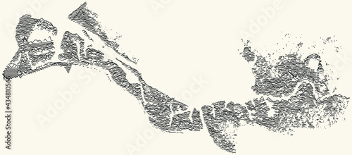 Topographic map of Rotterdam, Netherlands with black contour lines on beige background