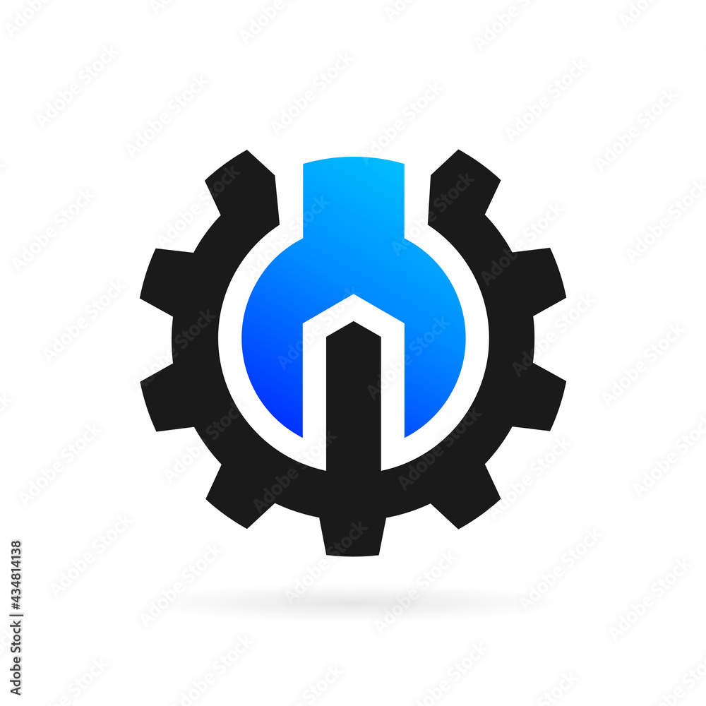 wrench letter w and gear logo wrench letter w and gear logo