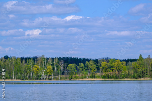 wide river landscape scene with large body of water