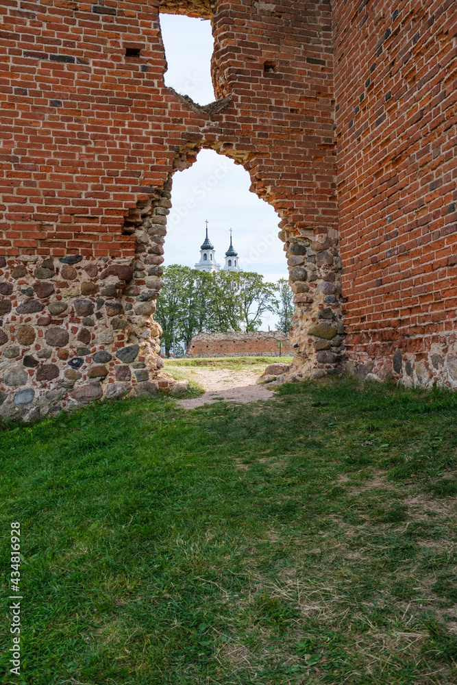 ruins of old stone castle in Ludza city, Latvia