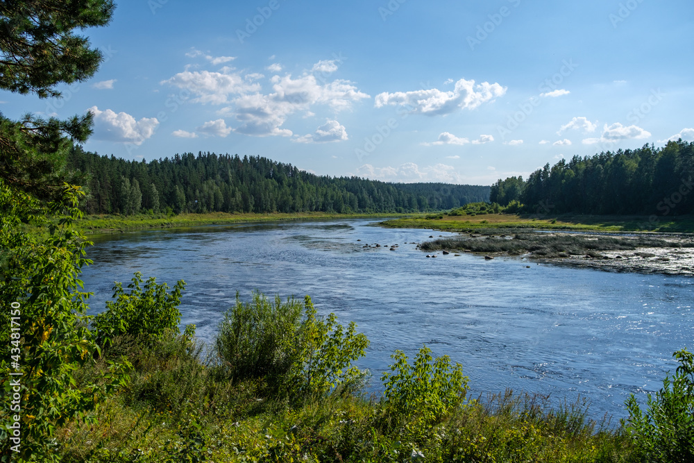 wide river landscape scene with large body of water wide river landscape scene with large body of water