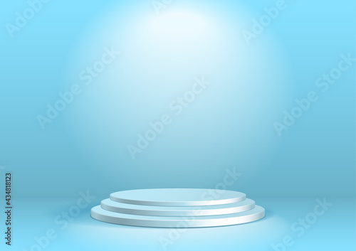 Blue studio background lit by spotlights. A clean background for shooting various products.