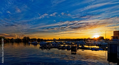 Beautiful sunset over the river