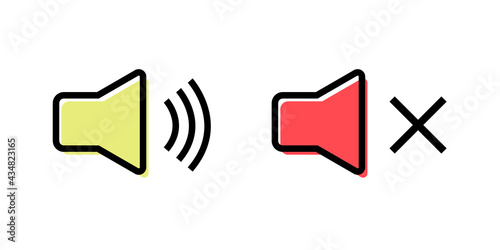 The speaker is loud and quiet. Isolated icon vector illustration