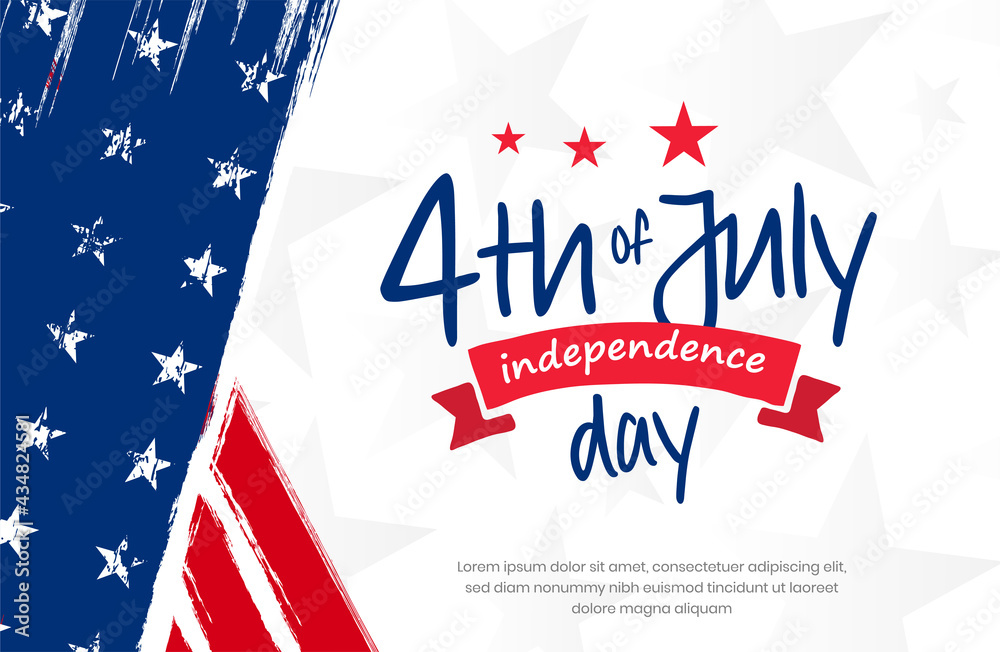 4th of July, USA, United States of America independence day celebration design on grunge American vintage flag background use for sale banner, discount banner, advertisement banner, social media etc.