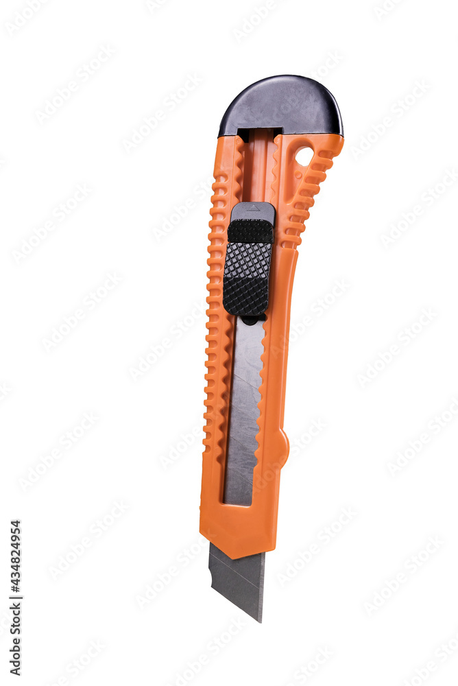 Sharp knife in a plastic frame with a handle. A tool used in a plastic and mechanic workshop. Sharp knife in a plastic frame with a handle. A tool used in a plastic and mechanic workshop.