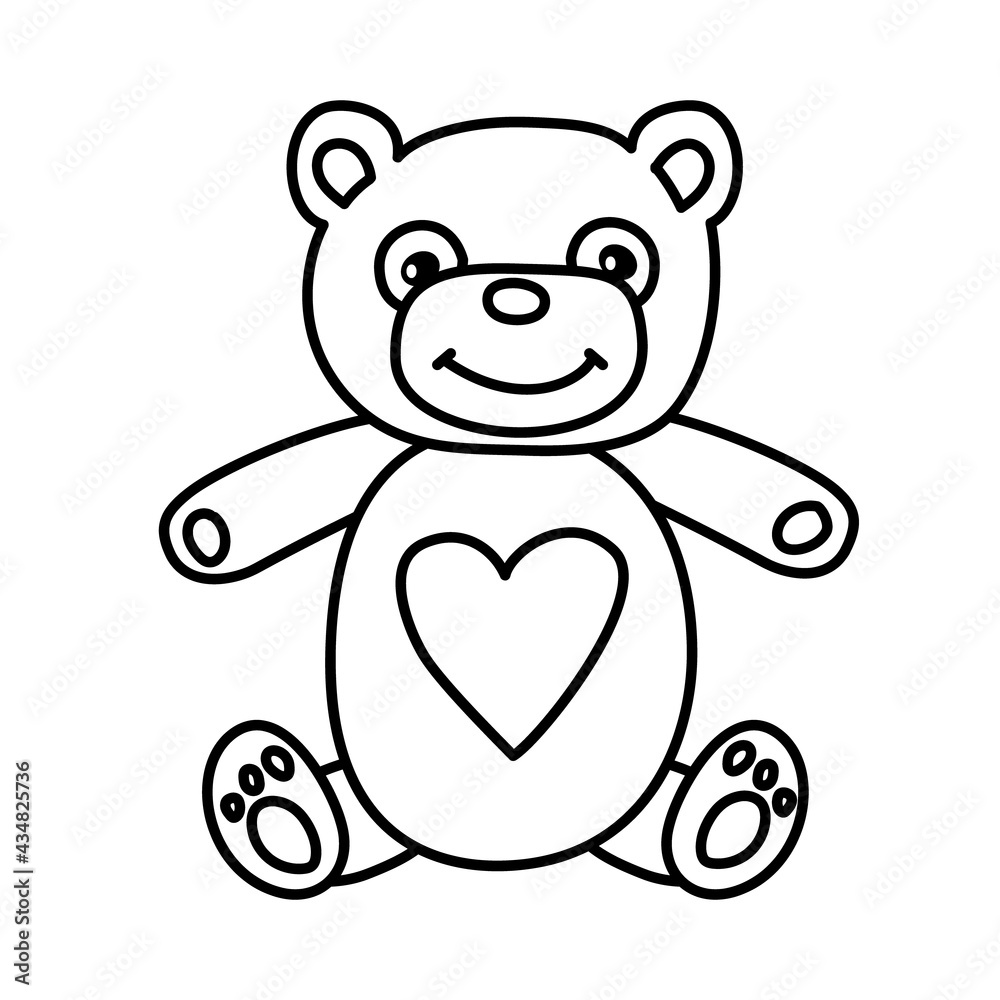 Obraz premium Teddy bear coloring page isolated vector illustration.