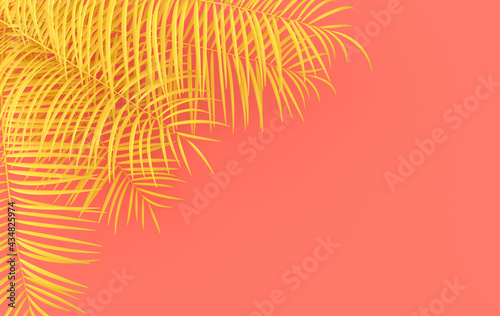 Tropical palm leaves background. Summer tropical leaf. Exotic hawaiian jungle  summertime party design for trendy poster  flyer  banner  card  cover  brochure. 3d render.