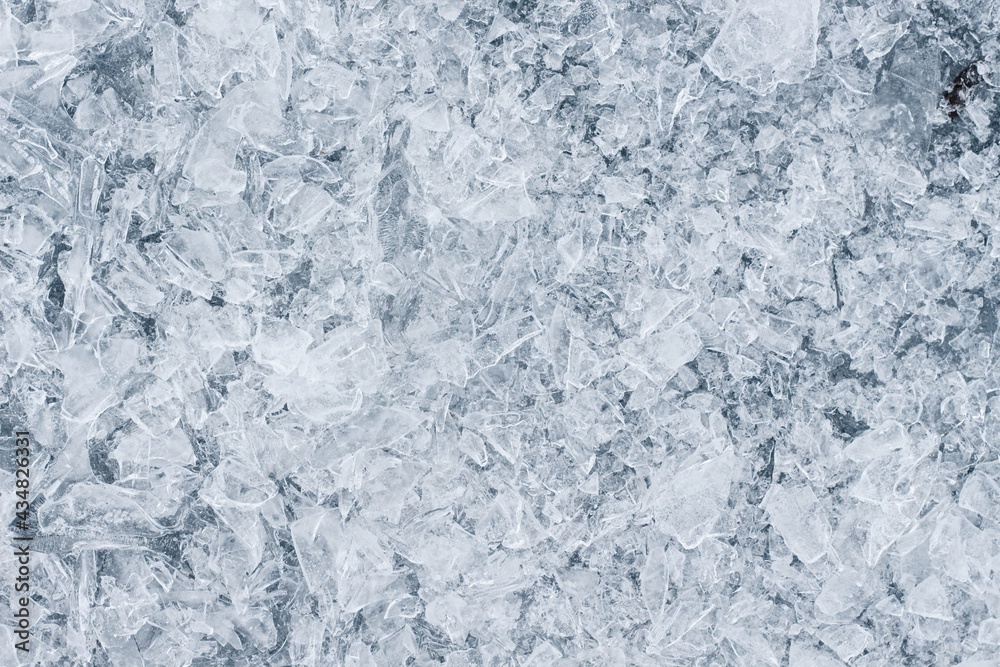 Crushed surface of ice on the surface of a frozen lake Crushed surface of ice on the surface of a frozen lake