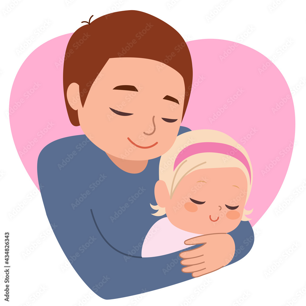 Father embracing his lovely newborn baby daughter Father embracing his lovely newborn baby daughter