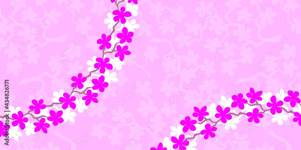 Floral banner with beautiful pink and white blossom flowers branch Sakura. Paper banner with the copy space text. Trendy Design Template. Postcard good for wedding invitation, Mother, Women day
