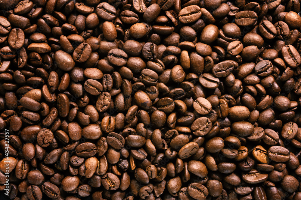 Fototapeta premium Coffee beans on dark background