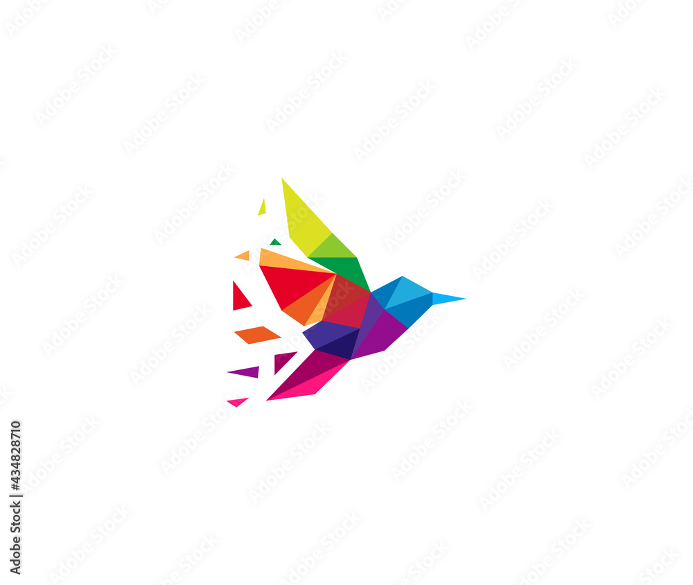 bird colibri hummingbird geometric shattered logo bird colibri hummingbird geometric shattered logo