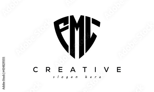 FML letter creative logo with shield	 photo