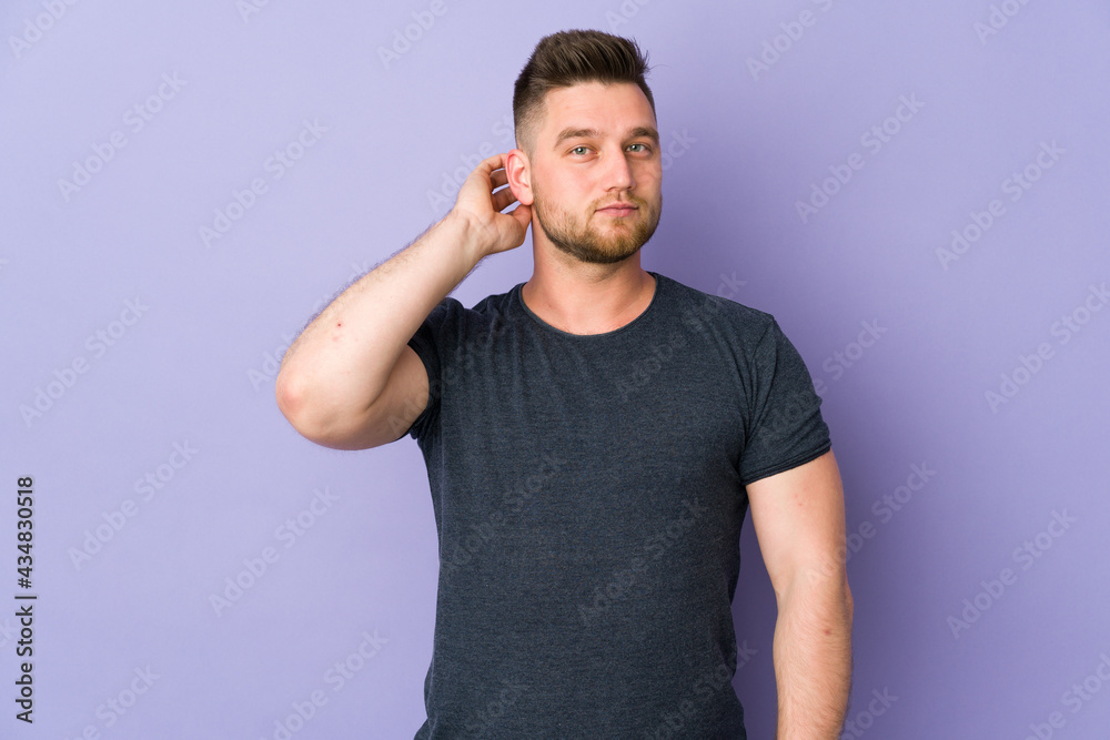 Russian handsome man over isolated background having doubts Russian handsome man over isolated background having doubts