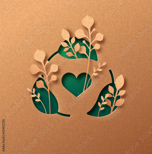 Green recycle waste cycle care paper cut concept