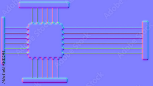 Motherboard microchip normal map illustration. New Best 3d style texture cyber engineering project background design.