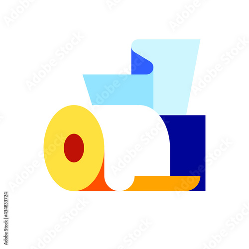 Tissue and toilet paper flat vector icon