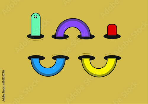 Gusano. Gusano en la tierra. Gusano macro. Gusano de colores. Icono. Vector. Dibujo animado.