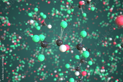 Molecule of Isoflurane. Molecular model, conceptual 3d rendering