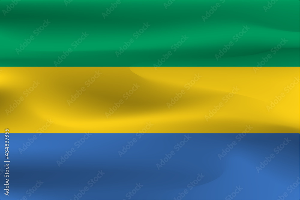 The flag of Gabon is beautifully wrinkled with a weight of shadow.
The flag of Gabon is beautifully wrinkled with a weight of shadow.