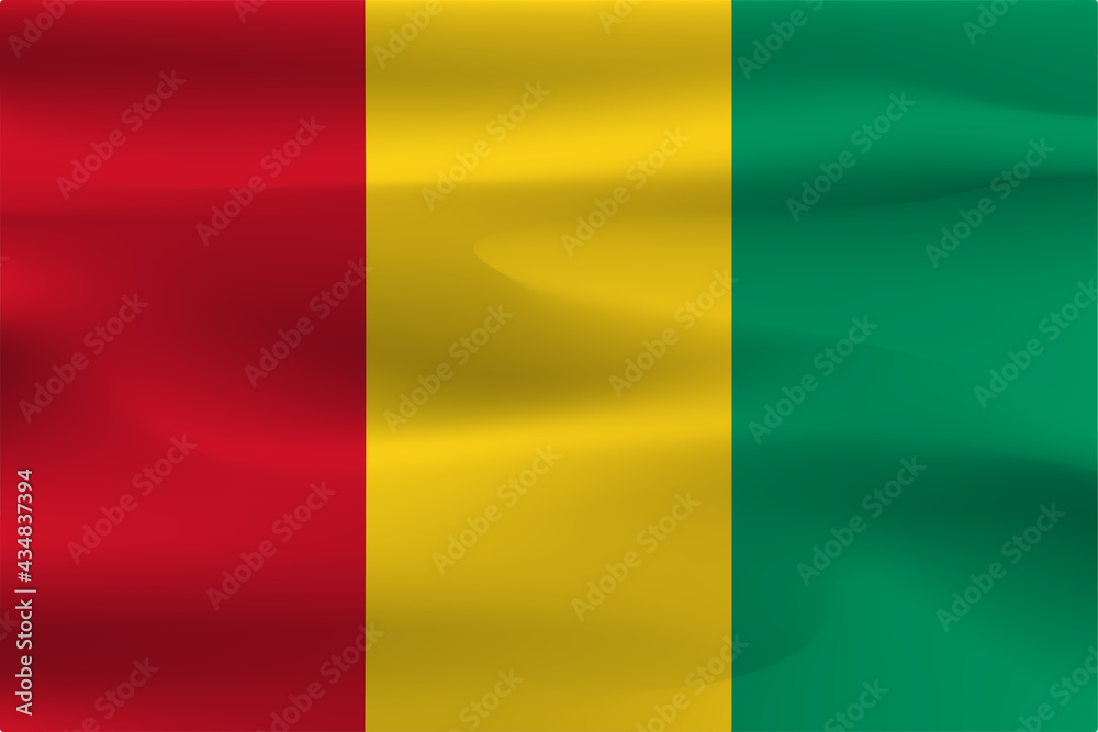 Fototapeta premium The flag of Guinea with beautiful wrinkles, weight of shadow.