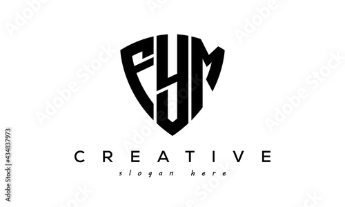 FYM letter creative logo with shield	 photo